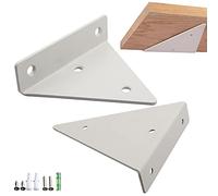 2 Piezas Soporte para Estante Triangular, Estante de Carga Pared, Escuadras para Estantes, Flotante Oculto Soporte de Estante de Metal con Tornillos, para Decoración Estar, Dormitorio (Blanco)