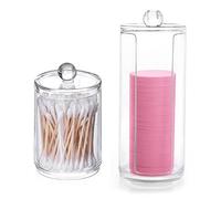 2 Piezas Soporte para Hisopos, Dispensador de Algodón, Organizador de Almohadillas de Maquillaje, Dispensador de Almohadillas de Algodón, para Bastoncillos y Bolas de Algodón, 2 Estilos