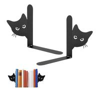 2 Piezas Soporte para Libros De Gato, Sujeta Libros Estanteria De Gato, Sujetalibros De Metal para Gatos, Motivo De Gatos, para Estudios, Biblioteca, Colegio, Oficina, Hogar, Negro, A