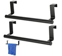 2 Piezas Soporte para Toallas,Toallero para Puerta sin Taladro,Acero Inoxidable de 23 cm,Soporte Colgante para Toallas en Baño y Cocina, Fácil Instalación (Negro)