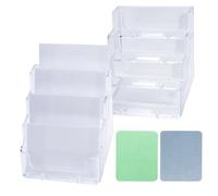 2 Piezas Soporte Tarjetas Visita 4 Compartimentos, Acrílico Soporte para Tarjeta de Visita Transparente, Titulares de Tarjetas de Negocios Tarjetero para Oficina, Mostrador, Hogar, Recepción de Hotel