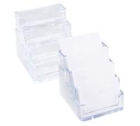 2 Piezas soporte tarjetas visita, Soportes para Tarjetas, Titulares de Tarjetas de Negocios Tarjetero de Acrílico Transparente, 4 Compartimentos