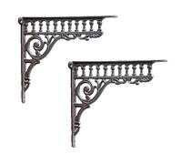 2 Piezas Soportes para Estante, Montados en la Pared Soporte de Estante Pesado Hierro Fundido 90 Grados Escuadras Carga Máxima 100 kg, 28 × 23 cm, Negro