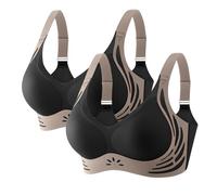 2 Piezas Sujetador Reductor sin Aros Sujetadors Deportivos Alto Impacto Talla Grande Sujetador Básico sin Costuras Cuello V Push Up Bandolera Ajustable con Relleno Suaves Cómodo Transpirable Sostenes