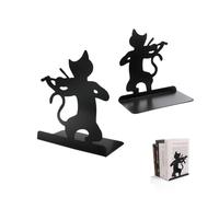2 Piezas Sujetalibros De Gato Hueco, Antideslizante Sujetalibros De Metal Negro, Sujetalibros Decorativo De Sobremesa, para Oficina, Escuelas, Bibliotecas, Decoración del Hogar, 135 x 95 x 160 mm