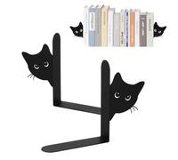 2 Piezas SujetalibrosDecoraciónGato, 15 x 4 x 18 cm, Soportes de Libros de Metal Negro,SujetalibrosGatoMetal, Sujetalibros de Metal,Soportes de Libros para Estantería para Escuela, Oficina y Hogar