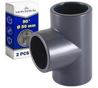 2 Piezas T Conectores de Tubos Redondos Ø 50 mm - Racor PVC Presión Unión Igual 3 Vías 90° para Riego para Desagüe - MONTERAL