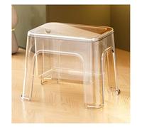 2 piezas Taburete de Ducha Acrílico Transparente, Taburetes Bajos con Espacio de Almacenamiento Silla Transparente Impermeable Para La Sala De Estar Baño Espacios De Ducha Pequeños(Color:transparente)