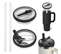 2 Piezas Tapa de Repuesto Estrecha de 40 oz Cup Accesorios Tapas de Repuesto a Prueba de Derrames y Salpicaduras,Tapa de Lata de Bebida Aplicable a Stanley Cup(Negro)