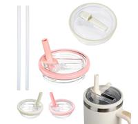 2 Piezas Tapa de Repuesto Estrecha de 40 oz Cup Accesorios Tapas de Repuesto a Prueba de Derrames y Salpicaduras,Tapa de Lata de Bebida Aplicable a Stanley Cup(Rosa melocotón,Blanco)