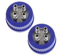 2 Piezas Tapa de Seguridad de 4 Orificios para Botella de Reactivo | Metal y Plástico, Rosca para Dosificación Precisa, Uso en Investigación y Entornos Industriales, Azul