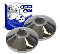 2 Piezas Tapas de Grifo Ø 80 mm x 3/4” para Ocultar las Tuberías Excéntricas de Grifos Murales en Baño está Fabricada en Latón Cromado - MONTERAL