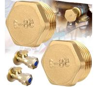 2 Piezas Tapón de Latón Rosca Exterior 3/4 Pulgadas, Accesorios, Tapones Ciegos, Tapa de Extremo para Jardín y Tuberías de Agua Externas