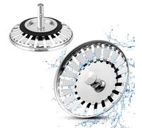 2 Piezas Tapón Fregadero de Cocina de Acero Inoxidable, Tapón de Lavabo de Baño, Colador de Fregadero, Filtro de Fregadero, Filtro Desague Fregadero, Tapón para Desagüe Fregadero (Diámetro 84mm)