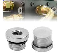 2 Piezas Tapones Ciegos de 1/2 Pulgadas, Tapa Roscada Hexagonal, Tapón de Sellado de Acero al Carbono con Junta, para Sellar Tuberías y Radiadores