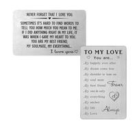 2 Piezas Tarjeta de Inserción de Billetera Grabado,Insertar Cartera de Metal Tarjeta Insertar Aniversario Amor Regalo para Mujeres Hombres Novia Novio Prometido Día San Valentín Boda