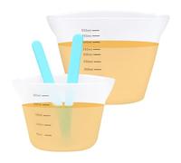 2 Piezas Tazas Medidoras de Silicona, 250/500 ml Vaso Medidor Cocina, Measuring Cups con 2 Varilla Agitadora, Medidores de Cocina, Vaso Medidor Batidora para Cocina, Laboratorio, Manualidades