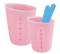 2 Piezas Tazas Medidoras de Silicona, 250/500 ML Vaso Medidor Silicona Resina Epoxi con Escala Transparente Jarra Medidora Rosa Tazas de Silicona para Resina con Varilla Agitadora