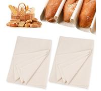 2 Piezas Tela Lino para Masa Pan, 150 x 60 cm Tela Panadero Paño de Levadura de Pan Paño Panadero Lino Panadero Lino, Tela Fermentada, Fermentación de Pan Tela Lino, para Hacer Baguettes y Panes