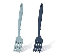 2 Piezas Tenedor de Cocina Silicona Flexibles Resistente al Calor Multifuncional Antiadherente Tenedor de Mezclar para Utensilios de Cocina Revolver Mezclar Hacer Puré (Lago Azul, Azul Oscuro)