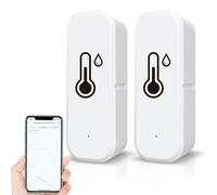 2 piezas termómetro higrómetro, sensor de temperatura, termómetro WiFi con notificación de alarma por aplicación, termómetro conectado WiFi para hogar, dormitorio, nevera