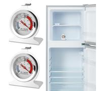 2 Piezas Termometro Nevera, Termómetros para Congelador y Frigorífico de Acero Inoxidable, Rango de -30 a 30 °C (-20 a 80 °F) con Gancho para Colgar, Ideal para Hogar y Uso Restaurantes y Cafeterías
