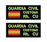(2 piezas) Texto Personalizado de 2 Líneas, Bandera Española Personalizada, Gurdia civil, Gancho de Marca de Grupo Sanguíneo, Parche Bordado en la Hebilla Trasera