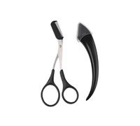 2 piezas tijeras de cejas y maquinilla de afeitar, tijeras de cejas con peine, maquinilla de afeitar negra, afeitadora de cejas para hombres y mujeres tijeras de cejas