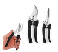 2 Piezas Tijeras de Podar de Acero Inoxidable, Juego de Herramientas de Jardín con Cuchilla Curva y Recta, Ideal para Poda de Rosas, Setos y Cosecha, Incluye Fundas de PP