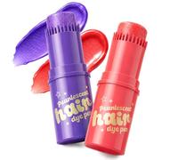 2 Piezas Tinte Temporal Pelo, Lápiz Colorante para el Cabello Lavable para Mujeres y Niñas, Color de Cabello Más Vivo con Efecto Nacarado, Fácil de aplicar, Mechas, Peine Incluido (Morado + Rojo)