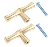 2 Piezas Tirador de Cobre Dorado Estilo Bambú Antiguo para Cajón | Acabado Sencillo y Creativo, Borde Suave Tacto Cómodo, para Armario de Zapatos y Muebles