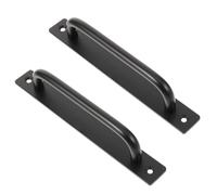 2 Piezas Tirador Negro Mate de Aleación de Aluminio | Placa Trasera y Barra Recta, Instalación Fácil, Uso en Interiores Industriales y Viviendas Rústicas