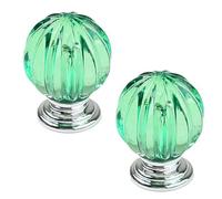 2 piezas Tiradores de armario transparente Base chapada en plata Manija de Cristal Acrílico + plástico ABS,Mango cajón picaportes Dormitorio,Perilla Esférico (green)