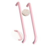 2 Piezas Tiradores de colores para habitaciones infantiles Manijas Armario aleación de aluminio Manillas Cajón Perilla Forma curva doble Asas gabinete mango Cocina (Paso orificio 128mm,Rosa)
