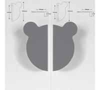 2 Piezas Tiradores de Habitación infantil semicircular,Mango de Armario Diseño de cabeza de oso Manijas en Cocinas colores,Perillas de Cajones Aluminio,Pomos Puerta,Gabinete (Gris)