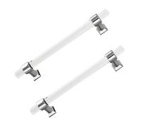 2 Piezas Tiradores de Muebles acrílico transparente Picaportes Aleación de zinc Base cuadrada Manijas Gabinete,Mango Armario Perilla Cocinas,Asas Cajones Pomos de Puerta (Paso agujero 192mm,Cromado)