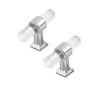 2 Piezas Tiradores de Muebles acrílico transparente Picaportes Aleación de zinc Base cuadrada Manijas Gabinete,Mango Armario Perilla Cocinas,Asas Cajones Pomos de Puerta (Agujero simple,Cromado)