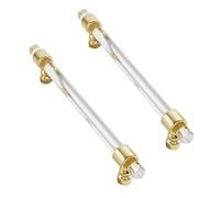2 Piezas Tiradores de Muebles acrílico transparente Picaportes Aleación de zinc Base redonda Manijas Gabinete,Mango Armario Perilla Cocinas,Asas Cajones Pomos de Puerta (Paso agujero 128mm,Dorado)