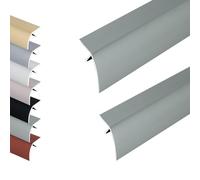 2 Piezas Tiras Adhesivas for Transición de Suelos, Perfil de Aluminio for Umbrales de Puertas y Rampas, Rango de Diferencia de Altura de 1-2 cm(Gray,51x2inch/130x5cm)