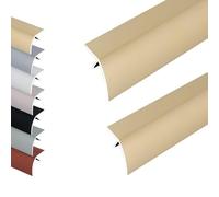 2 Piezas Tiras Adhesivas for Transición de Suelos, Perfil de Aluminio for Umbrales de Puertas y Rampas, Rango de Diferencia de Altura de 1-2 cm(Gold,51x2inch/130x5cm)