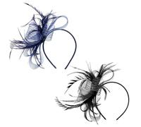 2 Piezas Tocado Vintage Para Mujer, Accesorios Para El Cabello De Plumas De Malla, Tocado Nupcial De Boda, Tocado Para Fiesta De Té, Accesorios A Juego Para Vestido De Noche Para Mujer