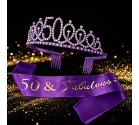 2 piezas Traje de Graduación 50 Mujer 50 Aniversario Traje Adiciones Corona de Diamantes de y Cinturón de 50 Aniversario Faja