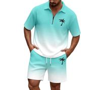 2 piezas traje de verano para hombre traje deportivo Waffle moda camiseta y pantalones cortos conjunto holgado ligero chándal hombres gran tamaño chándal corto de dos piezas traje casual, O Verde