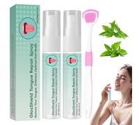2 Piezas Tratamiento Para Aliviar La Lengua Spray Reparador Salud Bucal, Aliento Fresco, Spray Cuidado Bucal Para Halitosis, Lengua Blanca, Boca Seca (con Cepillo)