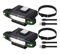 2 piezas ultra brillantes mini LED clip en la tapa de la luz recargable por USB sensor de movimiento sombrero visera luz impermeable Cap luz linterna frontal para pesca camping correr cascos duros, 4 modos de luz