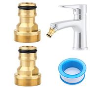 2 piezas Universal Adaptador Manguera Grifo + PTFE sealing tape 5M, manguera grifo mezclador conector, conectores universales para grifo mezclador