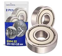 2 Piezas Universal Rodamientos Bolas 6304 ZZ con el Tamaño de 20x52x15 mm - MONTERAL