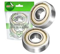 2 Piezas Universal Rodamientos de Bolas 6000 ZZ 10 x 26 x 8 mm con Código Original 481252028101 90387226 de Acero Resistente de Acero Resistente - ONIX TECH