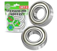 2 Piezas Universal Rodamientos de Bolas 6003 ZZ 17 x 35 x 10 mm con Código Original 481252028097 de Acero Resistente - ONIX TECH