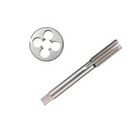 2 piezas utilizadas for máquina herramienta roscado de rosca interna y externa, juego de troquel de macho de roscar métrico de mano izquierda M2-M22, macho de roscar y troquel redondo(M5x0.8)